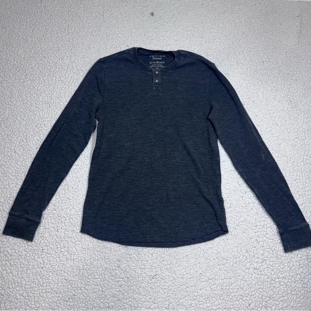 Lucky Brand Men’s Gray Long Sleeve Henley Shirt size Small
